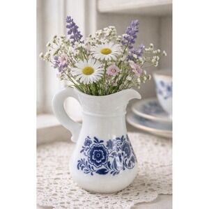 Avon Skin So Soft Bath Oil Milk Glass Pitcher 70s Vintage Vase Creamer Upcycle